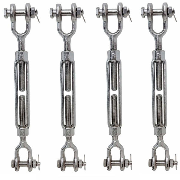 4 Pc Stainless Steel T316 Mil Spec 5/16" x 4-1/2" Jaw Jaw Turnbuckle 800 Lbs WLL