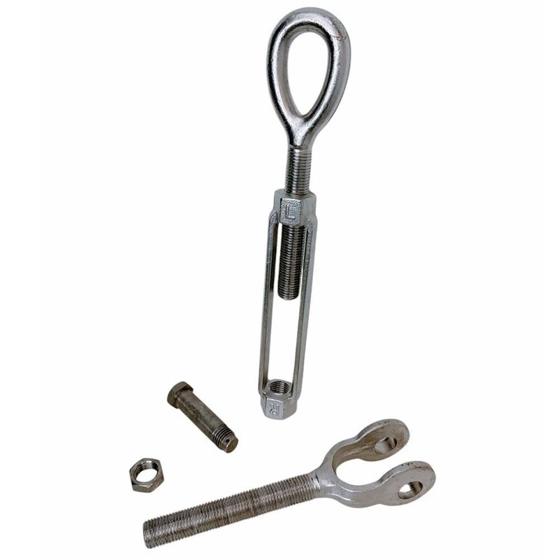 Stainless Steel T316 Mil-Spec 1-1/2" x 12" Jaw Eye Turnbuckle 17,000 Lbs WLL