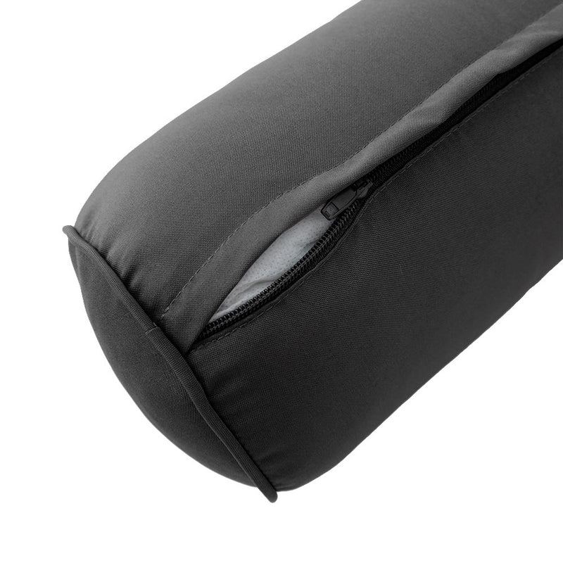 Large Size Outdoor Bolster Pillow Cushion Insert and Slip Cover Set 26" x 6"