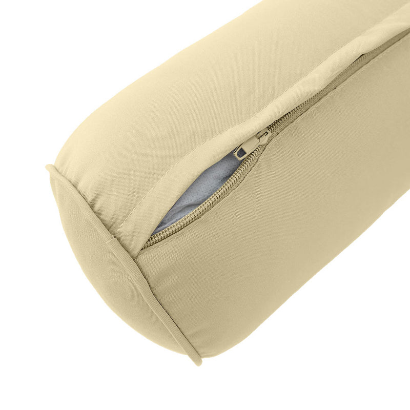 Large Size Outdoor Bolster Pillow Cushion Insert and Slip Cover Set 26" x 6"