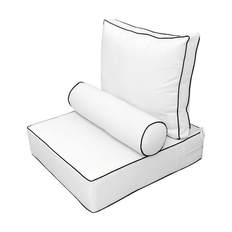 Outdoor Deep Seat Back Rest Bolster Cushion Insert and Slip Cover Set | LARGE SIZE |