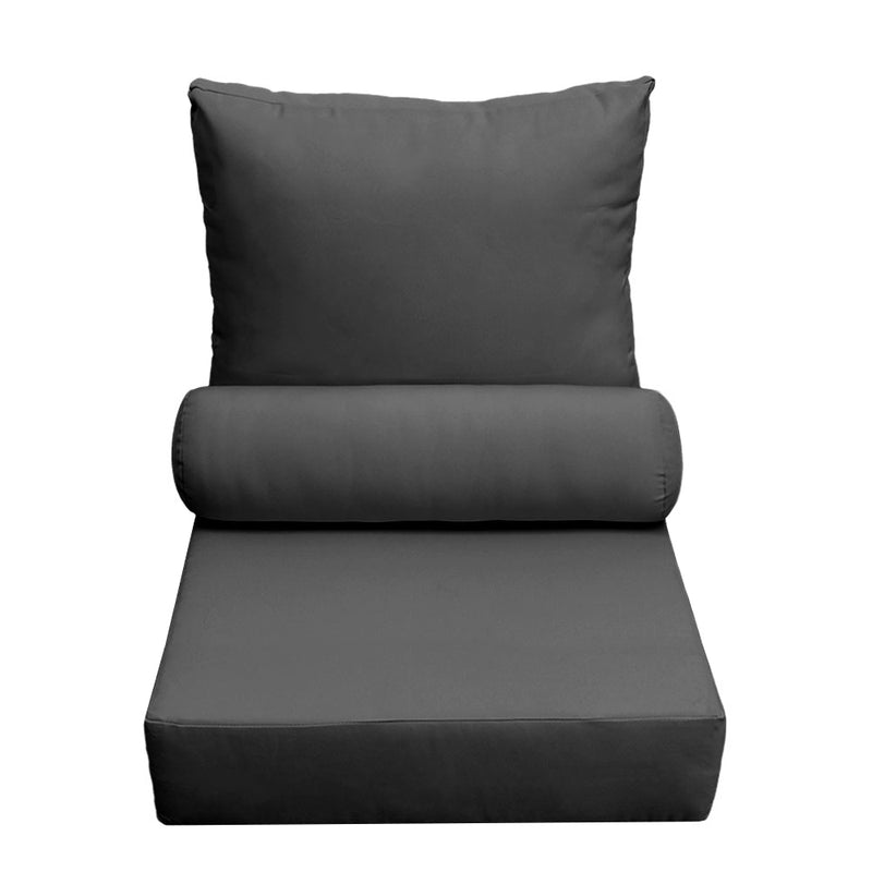 Outdoor Deep Seat Back Rest Bolster Cushion Insert and Slip Cover Set | LARGE SIZE |