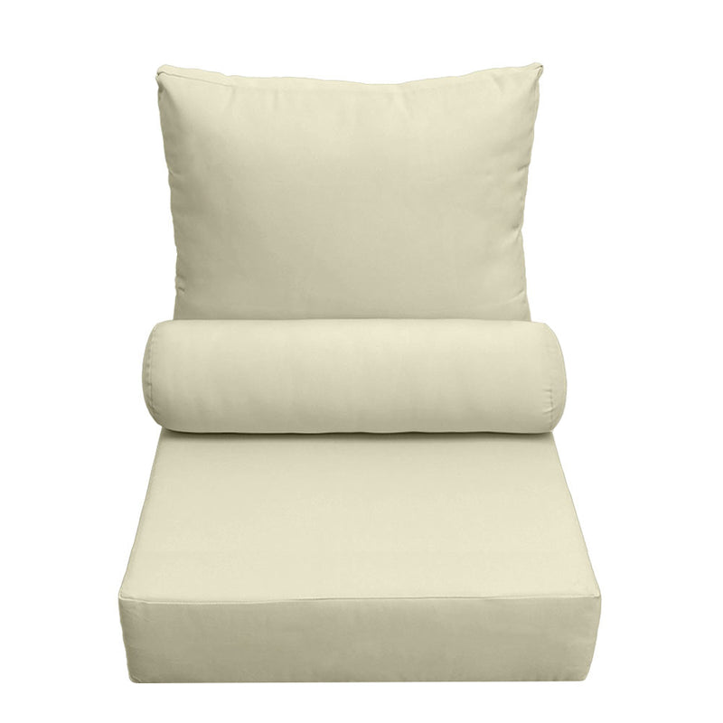 Outdoor Deep Seat Back Rest Bolster Cushion Insert and Slip Cover Set | LARGE SIZE |