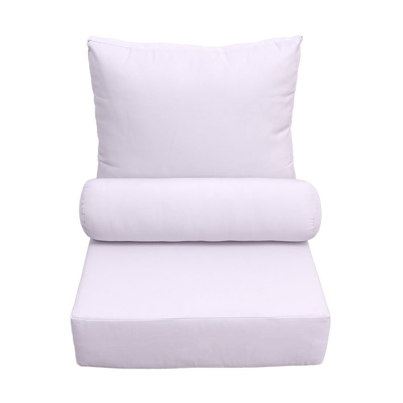 Outdoor Deep Seat Back Rest Bolster Cushion Insert and Slip Cover Set | LARGE SIZE |