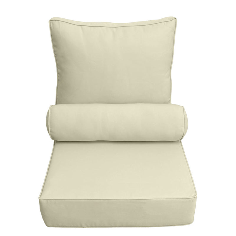 Outdoor Deep Seat Back Rest Bolster Cushion Insert and Slip Cover Set | LARGE SIZE |