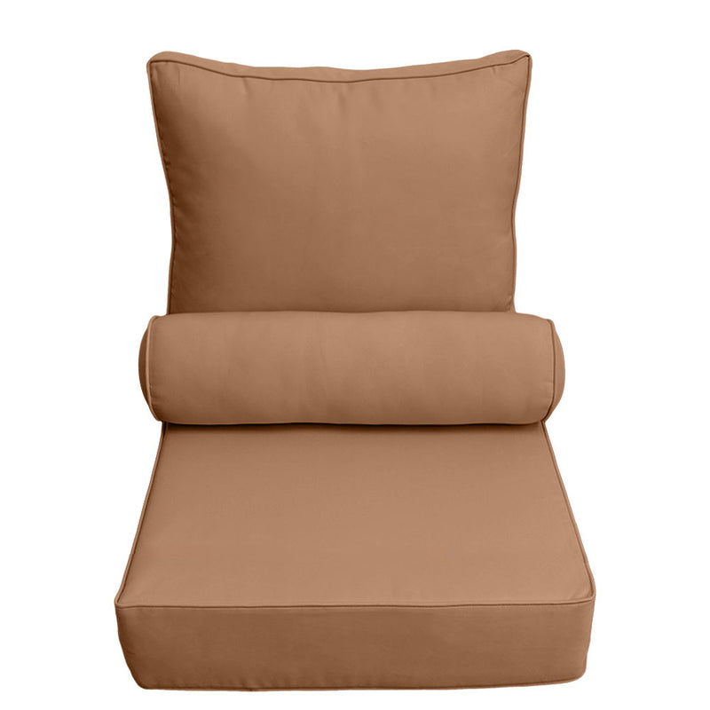 Outdoor Deep Seat Back Rest Bolster Cushion Insert and Slip Cover Set | LARGE SIZE |