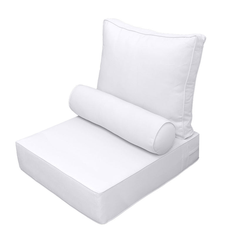 Outdoor Deep Seat Back Rest Bolster Cushion Insert and Slip Cover Set | LARGE SIZE |