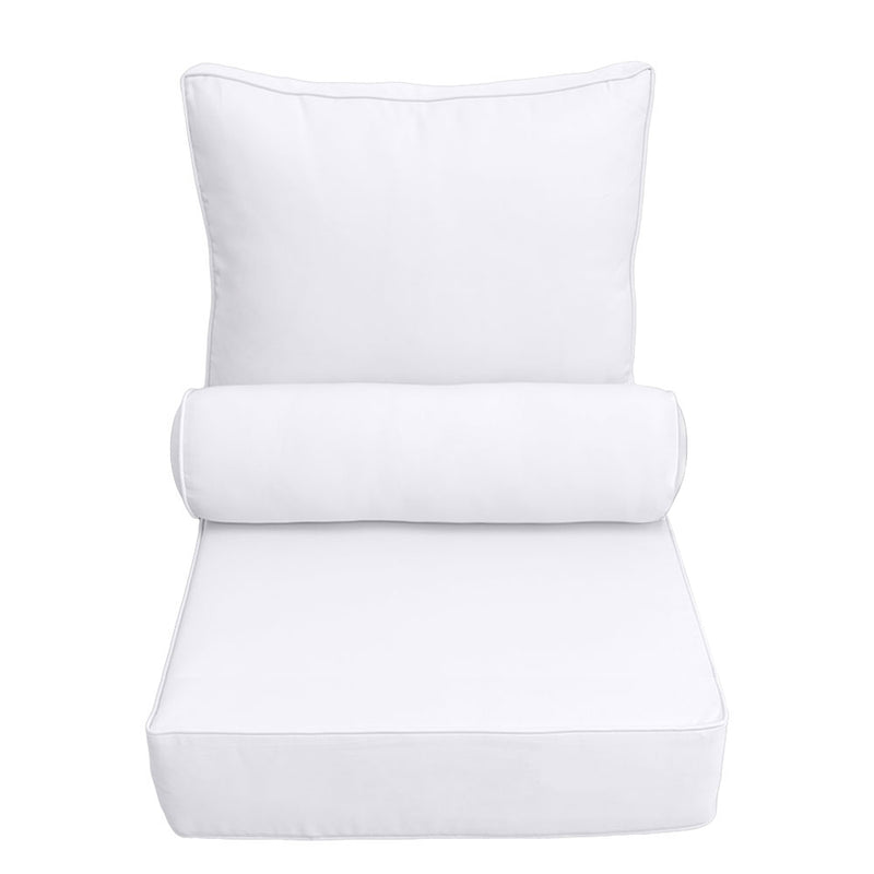 Outdoor Deep Seat Back Rest Bolster Cushion Insert and Slip Cover Set | LARGE SIZE |