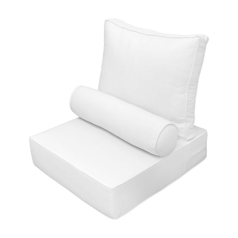 Outdoor Deep Seat Back Rest Bolster Cushion Insert and Slip Cover Set | LARGE SIZE |