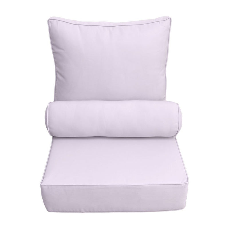 Outdoor Deep Seat Back Rest Bolster Cushion Insert and Slip Cover Set | LARGE SIZE |