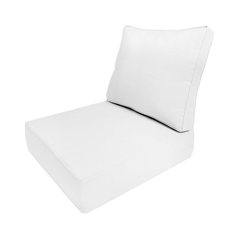 Outdoor Deep Seat Back Rest Bolster Cushion Insert and Slip Cover Set | LARGE SIZE |