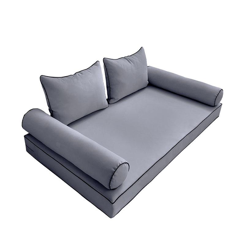 Style4 Twin Size 5PC Contrast Pipe Outdoor Daybed Matress Cushion Bolster Pillow Slip Cover Complete Set AD001