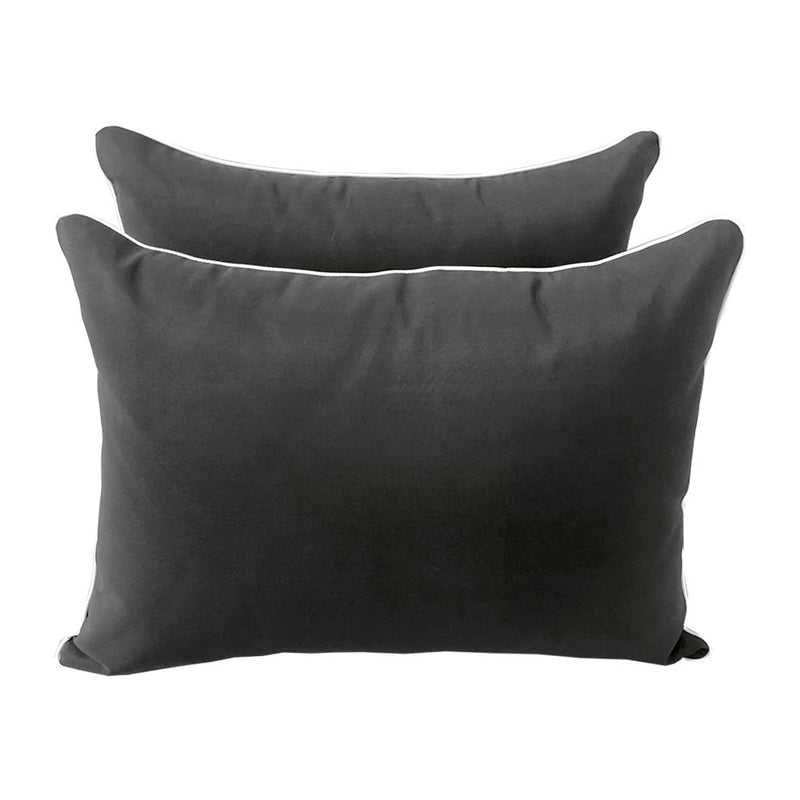 Style4 Twin Contrast Pipe Trim Bolster & Back Pillow Cushion Outdoor SLIP COVER ONLY AD003