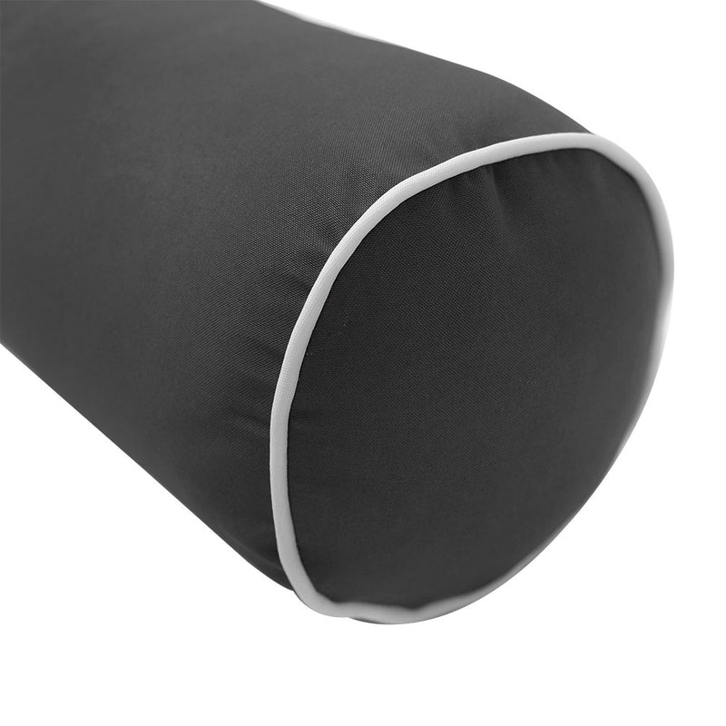 Style4 Twin Contrast Pipe Trim Bolster & Back Pillow Cushion Outdoor SLIP COVER ONLY AD003