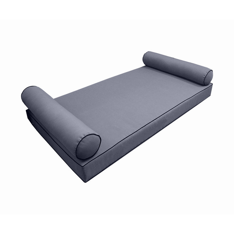 Style5 Full Size 3PC Contrast Pipe Trim Outdoor Daybed Mattress Bolster Pillow Fitted Sheet Slip Cover ONLY AD001