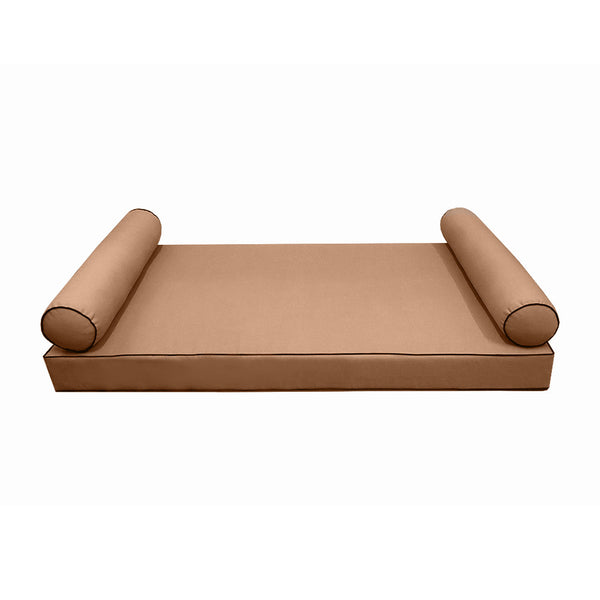 Style5 Full Size 3PC Contrast Pipe Trim Outdoor Daybed Mattress Cushion Bolster Pillow Slip Cover COMPLETE SET AD104