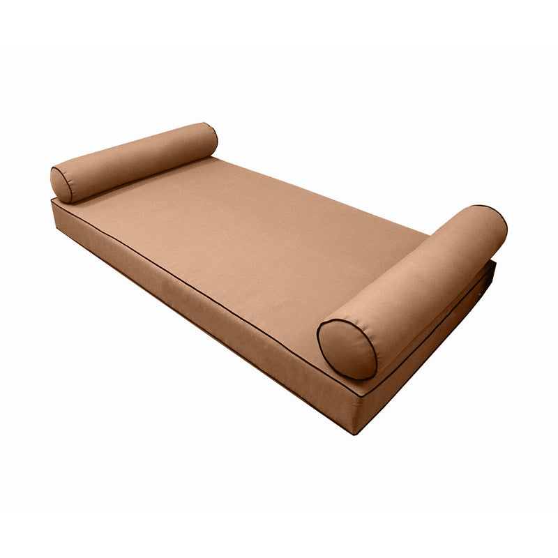 Style5 Full Size 3PC Contrast Pipe Trim Outdoor Daybed Mattress Cushion Bolster Pillow Slip Cover COMPLETE SET AD104