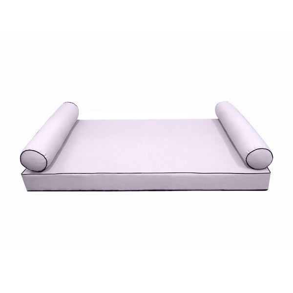 Style5 Twin Size 3PC Contrast Pipe Trim Outdoor Daybed Mattress Bolster Pillow Fitted Sheet Slip Cover ONLY AD107