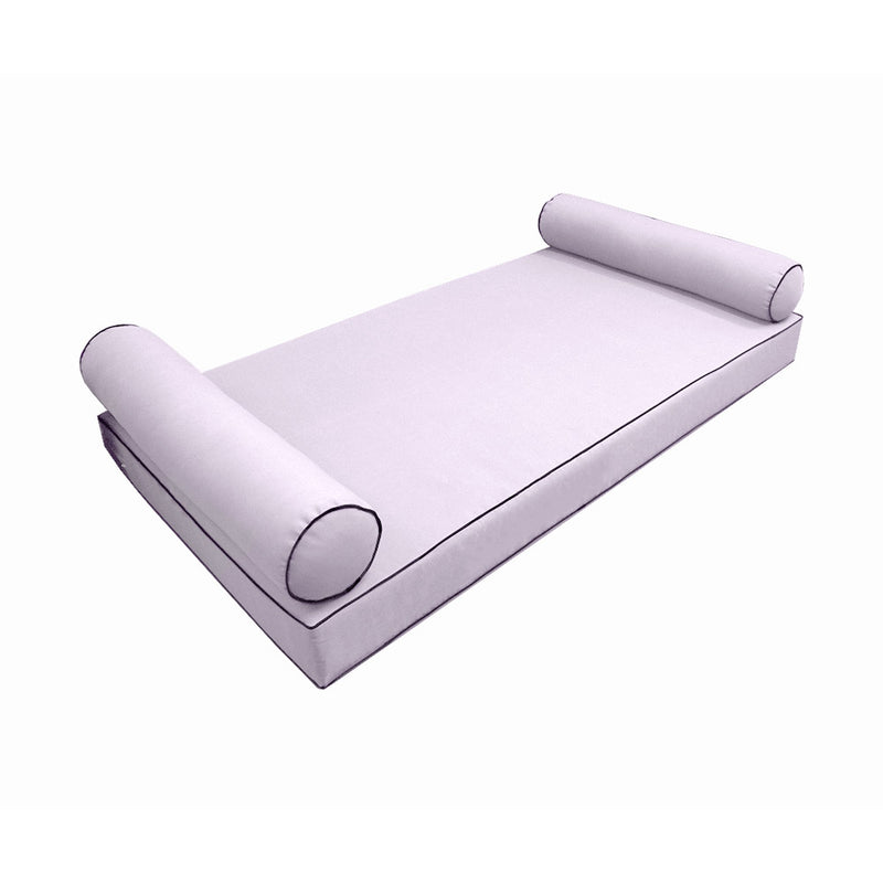 Style5 Full Size 3PC Contrast Pipe Trim Outdoor Daybed Mattress Bolster Pillow Fitted Sheet Slip Cover ONLY AD107