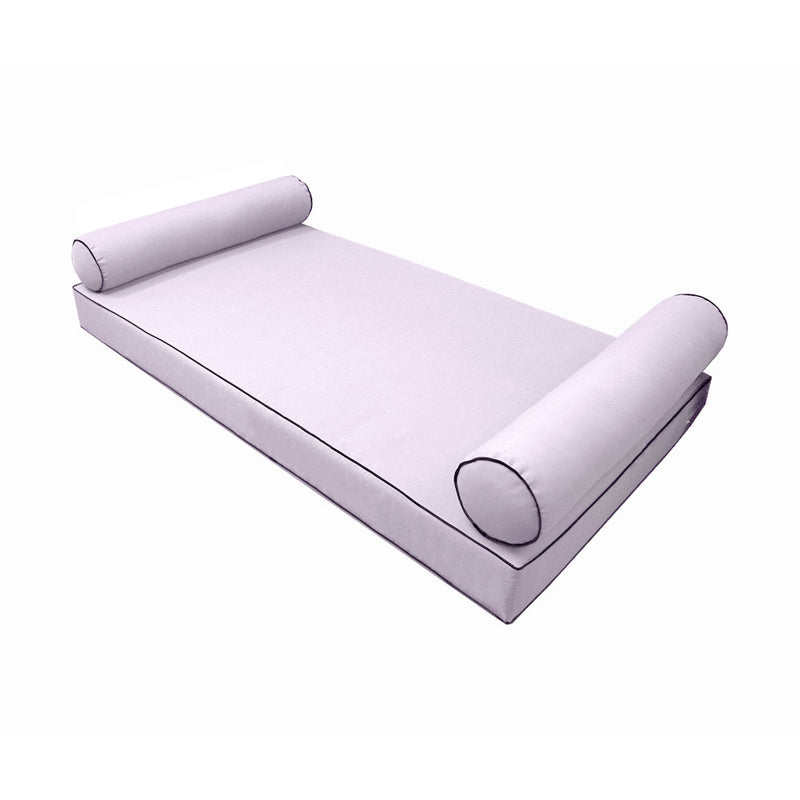 Style5 Twin Size 3PC Contrast Pipe Trim Outdoor Daybed Mattress Cushion Bolster Pillow Slip Cover COMPLETE SET AD107