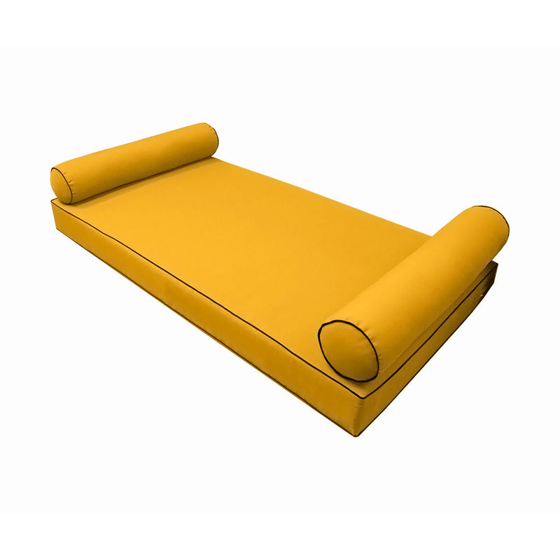 Style5 Full Size 3PC Contrast Pipe Trim Outdoor Daybed Mattress Cushion Bolster Pillow Slip Cover COMPLETE SET AD108