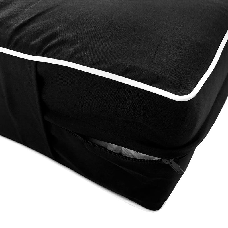 Style5 Twin-XL Size 3PC Contrast Pipe Trim Outdoor Daybed Mattress Cushion Bolster Pillow SlipCover COMPLETE SET AD109