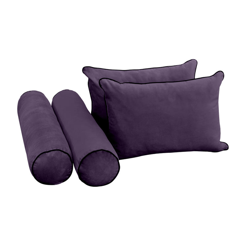 STYLE V4 - Velvet Indoor Daybed Mattress Bolster Backrest Cushion Pillow Complete Set