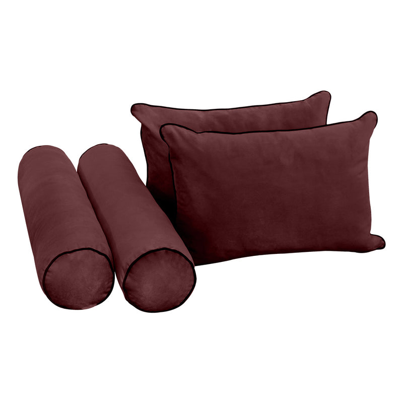 STYLE V4 - Velvet Indoor Daybed Mattress Bolster Backrest Cushion Pillow Complete Set