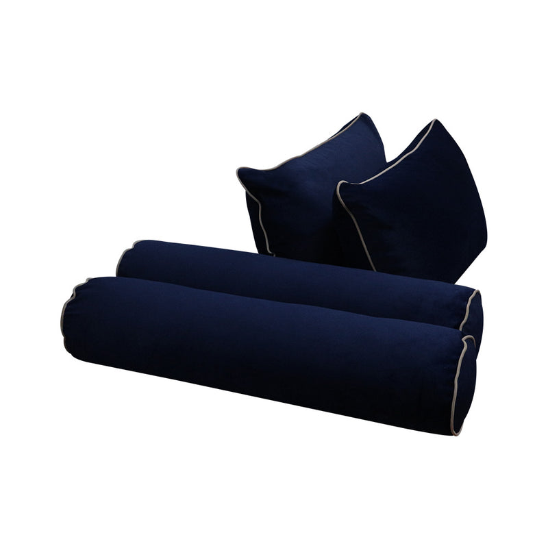 STYLE V4 - Velvet Indoor Daybed Mattress Bolster Backrest Cushion Pillow Complete Set