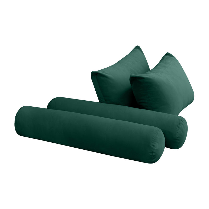 STYLE V4 - Velvet Indoor Daybed Mattress Bolster Backrest Cushion Pillow Complete Set