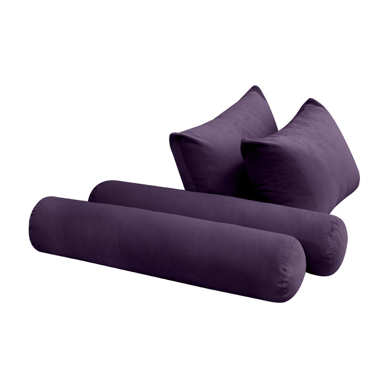 STYLE V4 - Velvet Indoor Daybed Mattress Bolster Backrest Cushion Pillow Complete Set