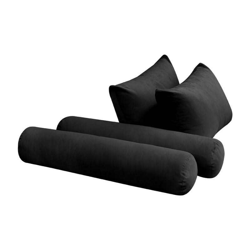 STYLE V4 - Velvet Indoor Daybed Mattress Bolster Backrest Cushion Pillow Complete Set