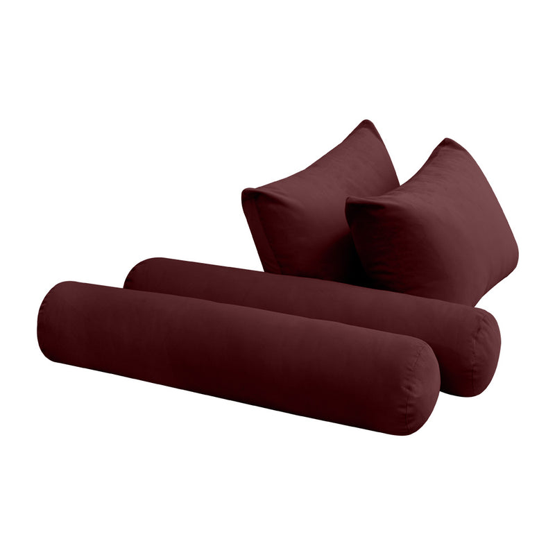 STYLE V4 - Velvet Indoor Daybed Mattress Bolster Backrest Cushion Pillow Complete Set