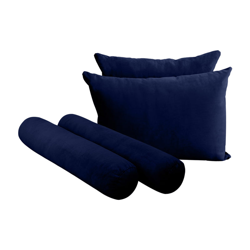 STYLE V4 - Velvet Indoor Daybed Mattress Bolster Backrest Cushion Pillow Complete Set