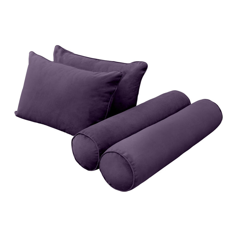 STYLE V4 - Velvet Indoor Daybed Mattress Bolster Backrest Cushion Pillow Complete Set