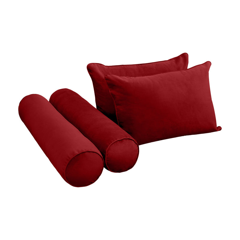 STYLE V4 - Velvet Indoor Daybed Mattress Bolster Backrest Cushion Pillow Complete Set