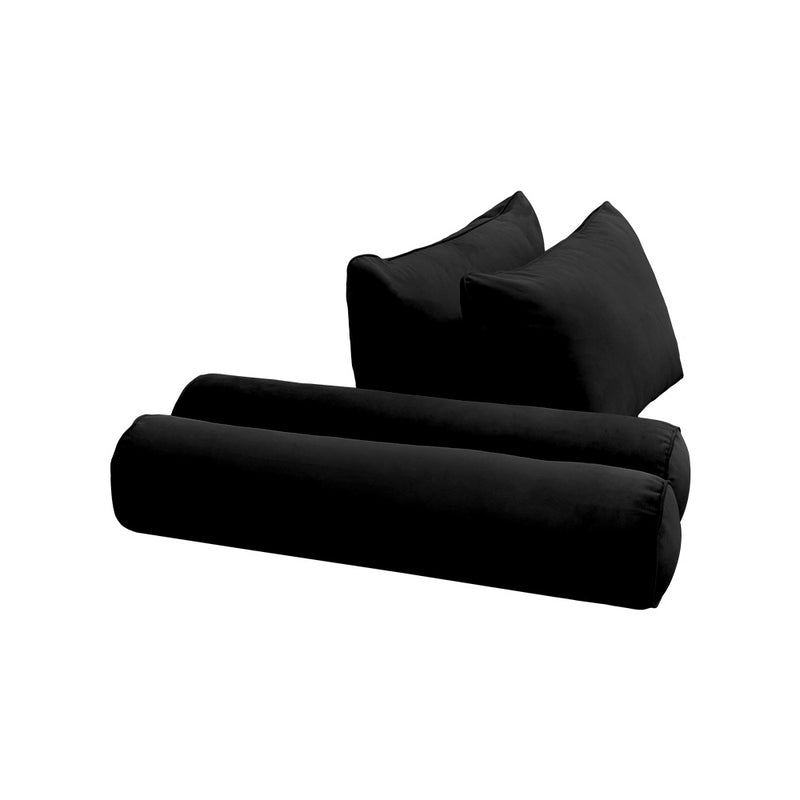 STYLE V4 - Velvet Indoor Daybed Mattress Bolster Backrest Cushion Pillow Complete Set