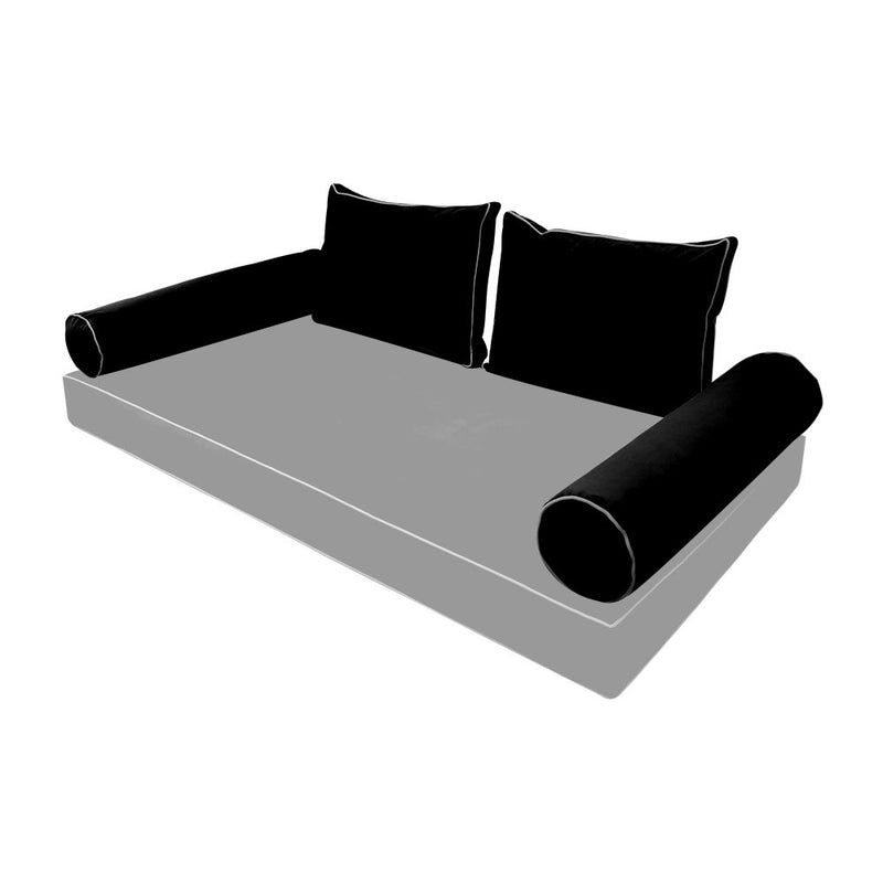 STYLE V1 - Velvet Indoor Daybed Bolster Backrest Cushion Pillow |COVERS ONLY|