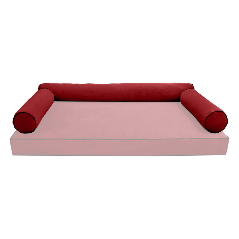 STYLE V6 - Velvet Indoor Daybed Bolster Pillow Cushion |COVERS ONLY|