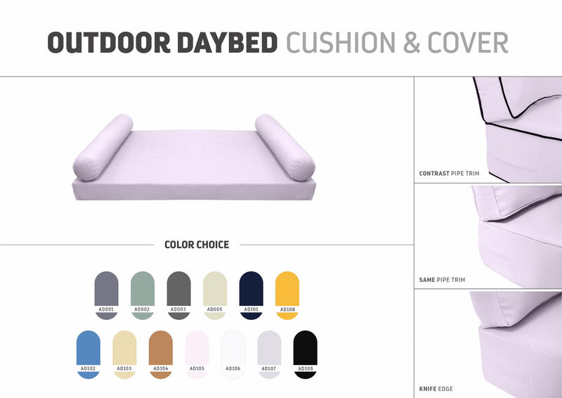 STYLE 5 - Outdoor Daybed Cover Mattress Cushion Pillow Insert Full Size