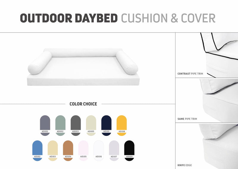 STYLE 6 - Outdoor Daybed Cover Mattress Cushion Pillow Insert Full Size