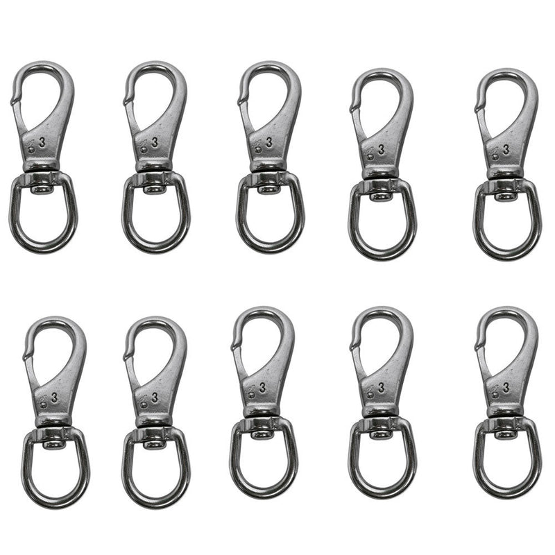 10 Pc 1'' Boat Marine Stainless Steel Swivel Eye Snap Hook 250 Lbs Working Load SS316 Hardware