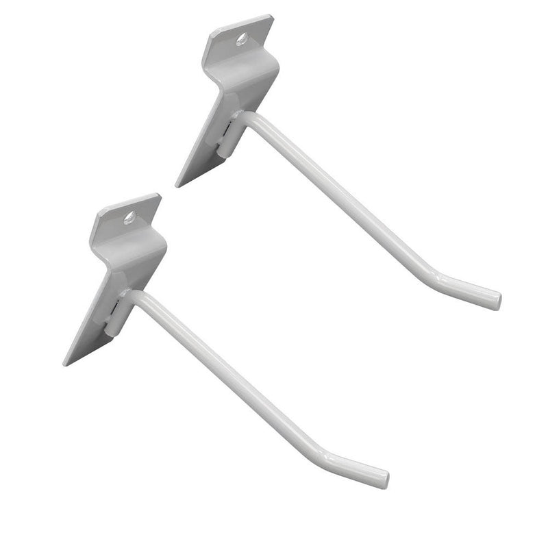 2 Pcs 4'' Gloss White Slatwall Hook Hooks Retail Display Wire Metal Hanger