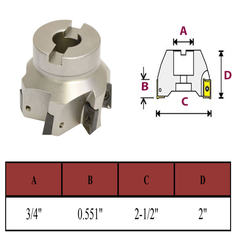 2-1/2'' x 3/4'' 90 Degree Indexable Face Mill Cutter Use APMT APKT CNC machining Inserts