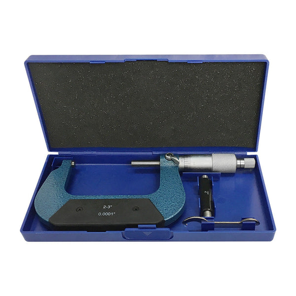 2-3'' Outside Micrometer Solid Metal Frame 0.0001'' Graduation W Case Ratchet Stop