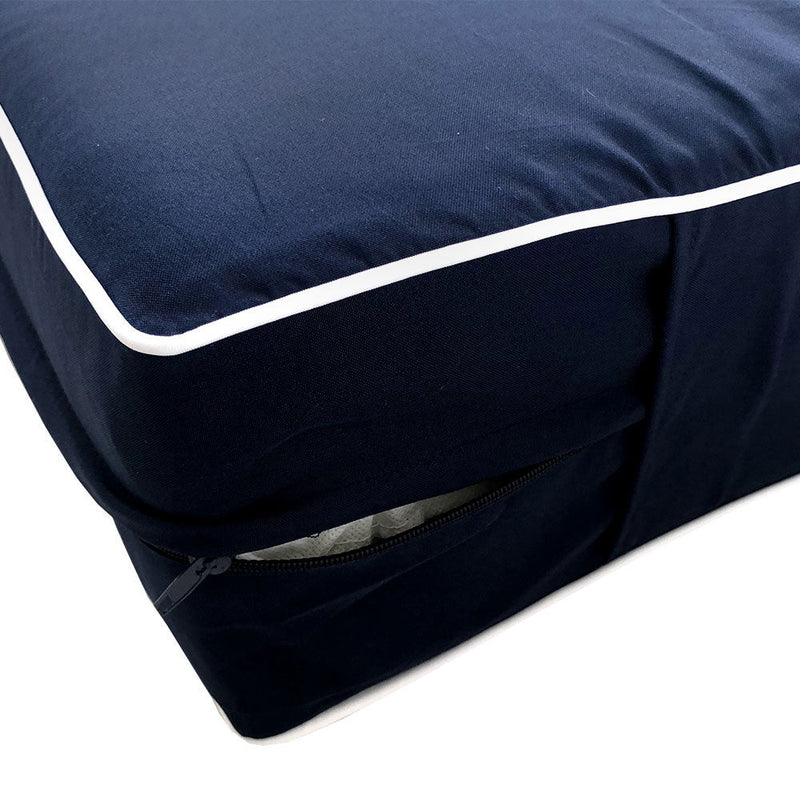 Contrast Pipe Trim 8" Twin-XL Size 80x39x8 Outdoor Fitted Sheet Slip Cover Only -AD101