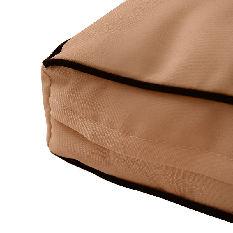 Contrast Pipe Trim Large 26x30x6 Outdoor Deep Seat Back Rest Bolster Cushion Insert Slip Cover Set AD104