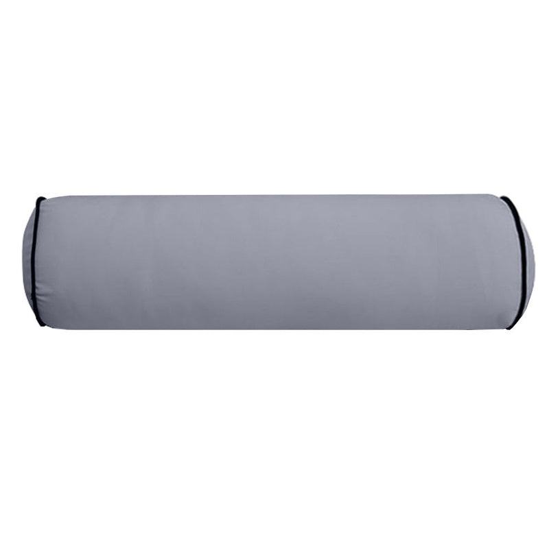 Contrast Pipe Trim Large 26x6 Outdoor Bolster Pillow Cushion Insert Slip Cover AD001