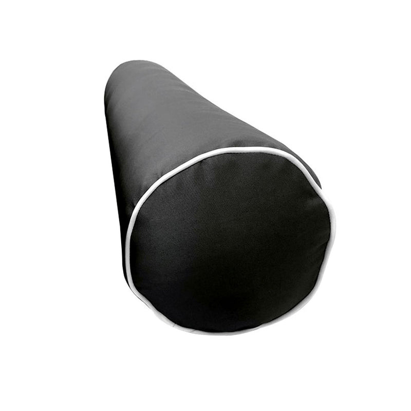 Contrast Pipe Trim Large 26x6 Outdoor Bolster Pillow Cushion Insert Slip Cover AD003