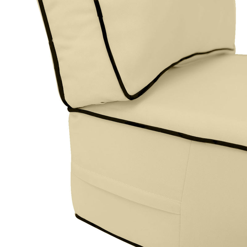 Contrast Piped Trim Large 26x30x6 Deep Seat + Back Slip Cover Only Outdoor Polyester AD103